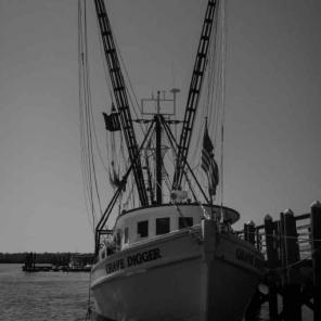 11x14 black and white fishing boat print