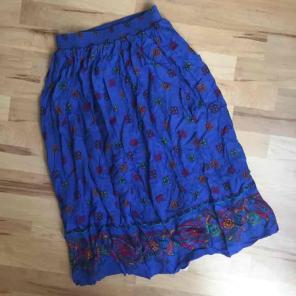 Boho Midi Blue Skirt - Hippie Bohemian