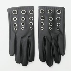 Black Grommet PU Gloves