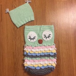 Hand Crocheted Baby Owl Cocoon