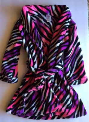 Girls Neon Zebra Stripe Soft Robe 3t