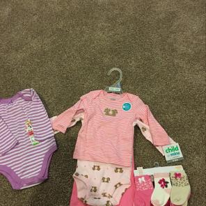 New Baby Girl 3-6 Mos Out Fit Onesie