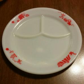 Pyrex red circus plate