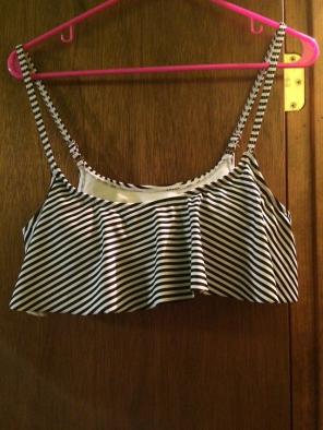 Black And White Striped Swim Top