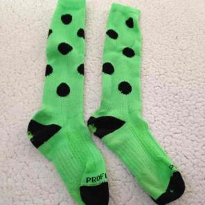 Green & Black Polka Dot Sports Socks