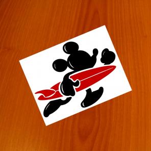 Sticker - Mickey with Surfboard - BlkRed