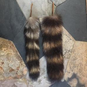 Two Real Fur Taxidermy Raccoon Tails !