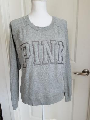 PINK Grey Sweatshirt Large