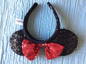 Disney Ears Black Sequins Red Bow