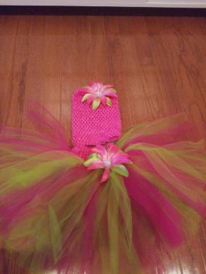 kids tube top & tutu set flower detail