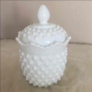 FENTON HOBNAIL MILK GLASS CONTAINER