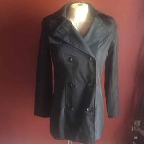 BLACK TRENCH RAIN JACKET COAT MEDIUM