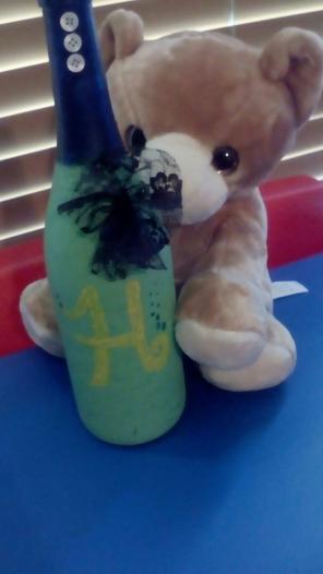 Handpainted wine bottle