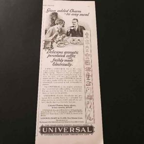 Antique 1926 Ad UNIVERSAL PERCOLATOR