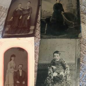 4 antique tin type photos