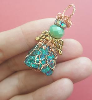 Peacock angel happiness and joy pendant
