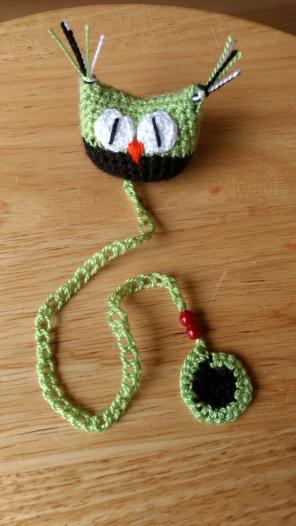 Handmade crochet owl bookmark