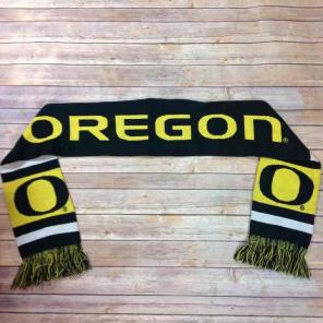 U of Oregon Fringe Knit Scarf Unisex