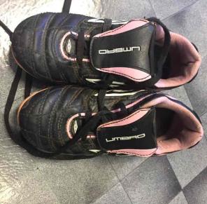 Size 12 girls black and pink cleats