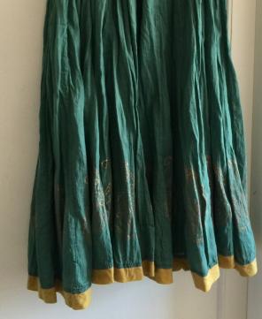 Teal Indian Cotton Skirt, Bohemian