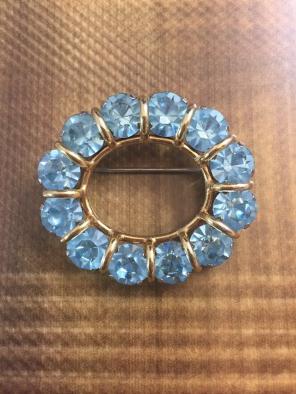 Blue Rhinestone Brooch