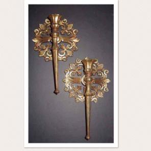 VTG 60s Old Hollywood Candle Sconce Pair