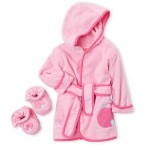 Koala Baby bath robe & booties pink 0-9m