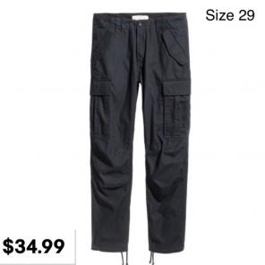 NEW Black Cargo Pants Size 29