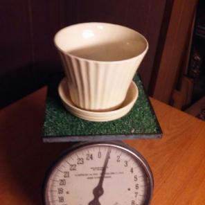Antique Yellow planter w attached tray