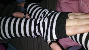 Black and White Striped Arm Warmers
