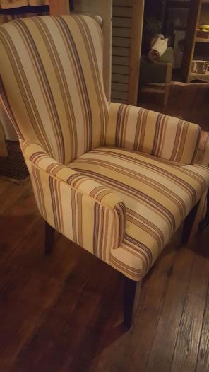 Hi back striped accent chair