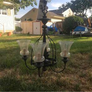 Chandelier with bubble glass globes