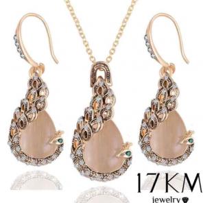 Opal & Rhinestone Peacock Jewelry Set