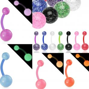11 Bio-Flex Glitter & Glow Belly Rings
