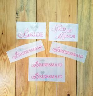 Bride, MOH, Bridesmaid Crystal Iron On