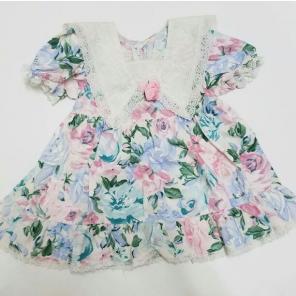 90s Vintage floral lace collar dress 24m