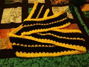 Navy blue and yellow scarf unisex