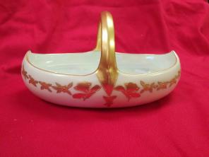 Limoges Oval Basket with Gold Trim