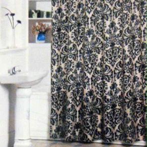 Fabric Shower Curtain Black & Beige