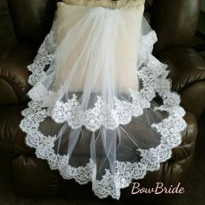 Bridal Wedding Lace Edge Veil(white)