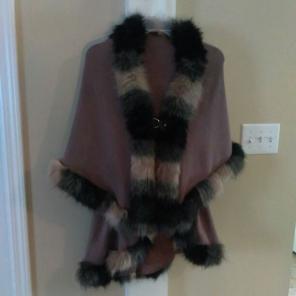 Faux Fur 2 Way Poncho Jacket One Size