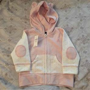 Baby Gap pink and white striped hoodie