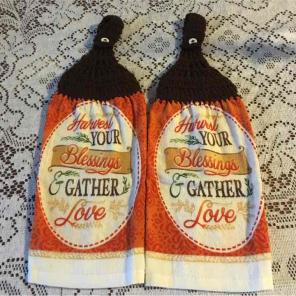 Harvest theme handmade crochet towels
