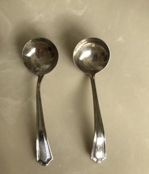 Pair Antique Sterling Silver Spoons
