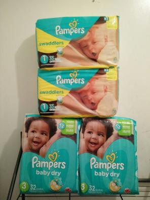 Pampers size 1 & 3 diaper bundle