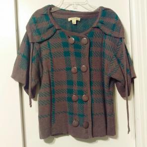 Gray and Teal Short Herringbone Pea Coat