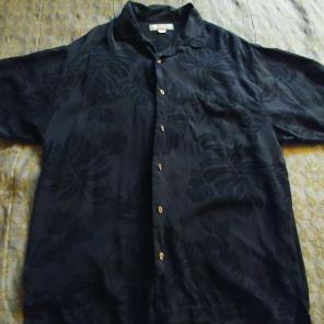 100% Silk Tommy Bahama Black Camp Shirt