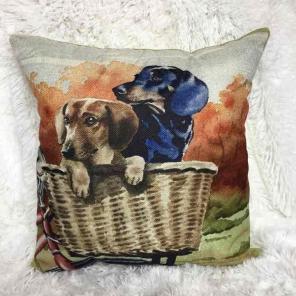 Cute dachshund pair, new pillow!