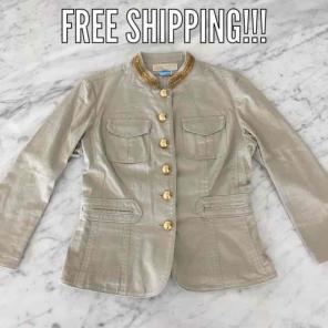 Michael Kors tan beaded military jacket