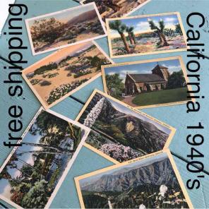 8 unused litho California postcards